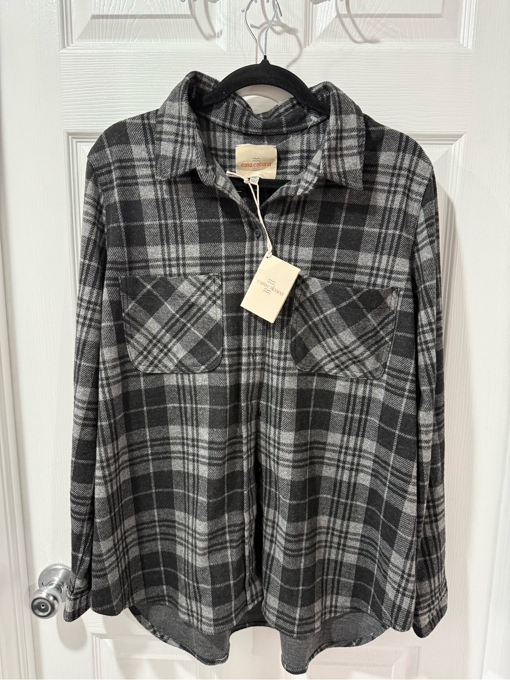 Casa Cabana Women's Black & Gray Plaid Button-Down Shirt